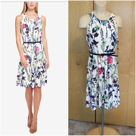 Tommy Hilfiger Dresses & Skirts - Tommy Hilfiger Belted Floral Fit & Flare Dress